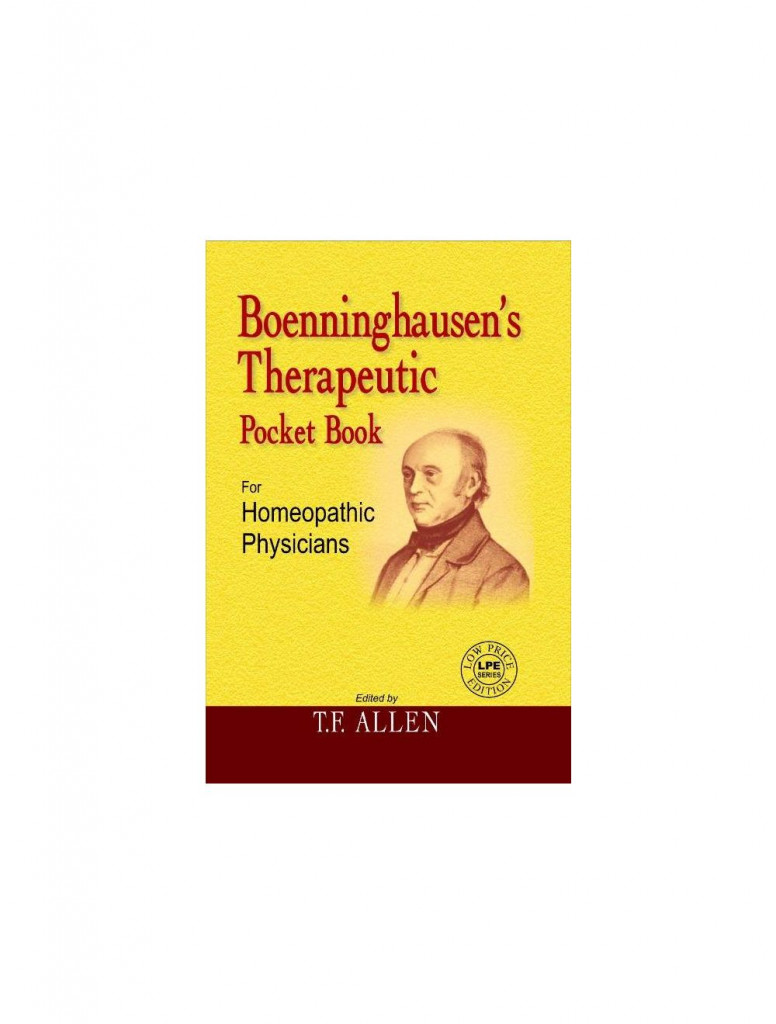 BOENNINGHAUSENS THERAPEUTIC POCKET BOOK By T F ALLEN