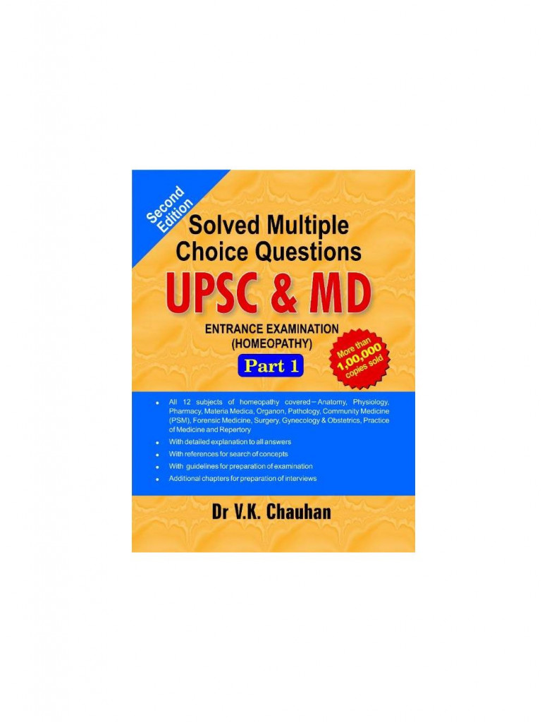  Solved Multiple Choice Questions UPSC & M.D. Entrance Examination ( Homeopathy) PART 1